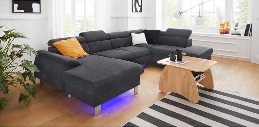 COTTA Zithoek Komaris U-vorm Set bestaande uit: woonlandschap met hoofdverstelling & hocker (set) - Foto 7