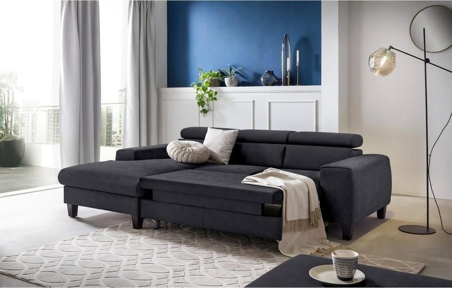 COTTA Zithoek Morven L-vorm Set bestaande uit: hoekbank met hoofdverstelling & hocker (set) - Foto 11