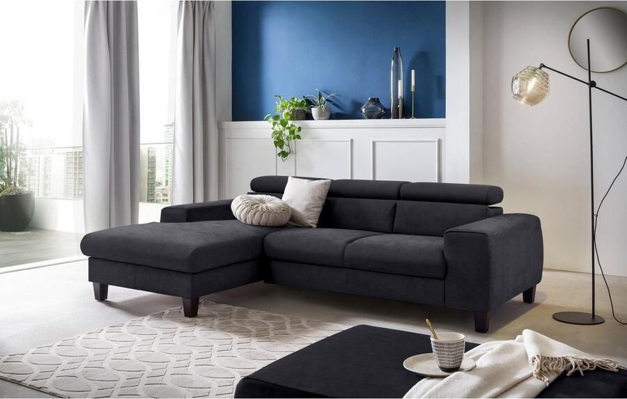 COTTA Zithoek Morven L-vorm Set bestaande uit: hoekbank met hoofdverstelling & hocker (set) - Foto 12