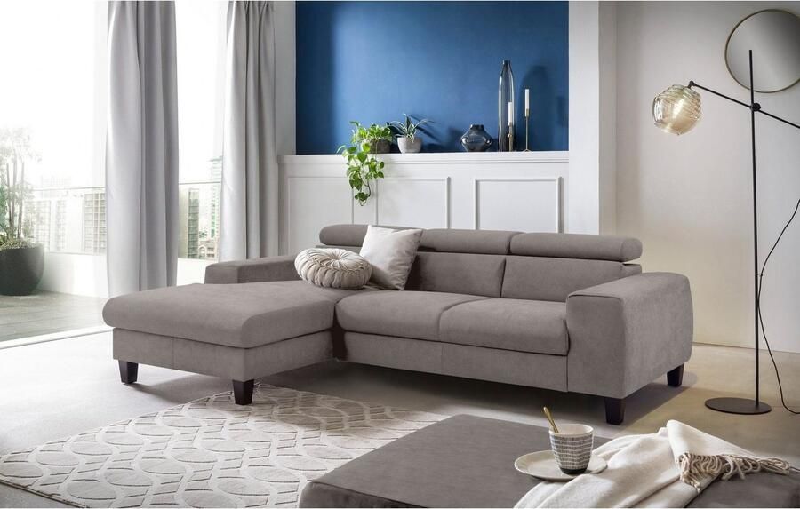 COTTA Zithoek Morven L-vorm Set bestaande uit: hoekbank met hoofdverstelling & hocker (set) - Foto 17