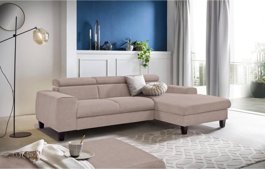 COTTA Zithoek Morven L-vorm Set bestaande uit: hoekbank met hoofdverstelling & hocker (set) - Foto 17