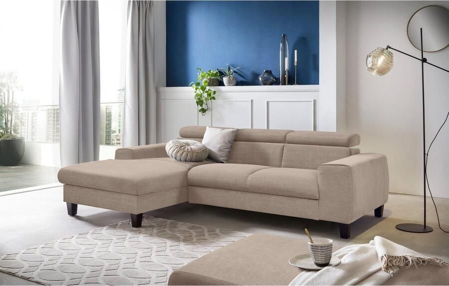 COTTA Zithoek Morven L-vorm Set bestaande uit: hoekbank met hoofdverstelling & hocker (set) - Foto 16