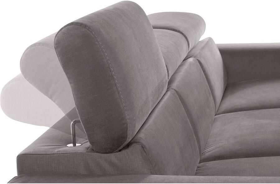 COTTA Zithoek Morven L-vorm Set bestaande uit: hoekbank met hoofdverstelling & hocker (set) - Foto 15