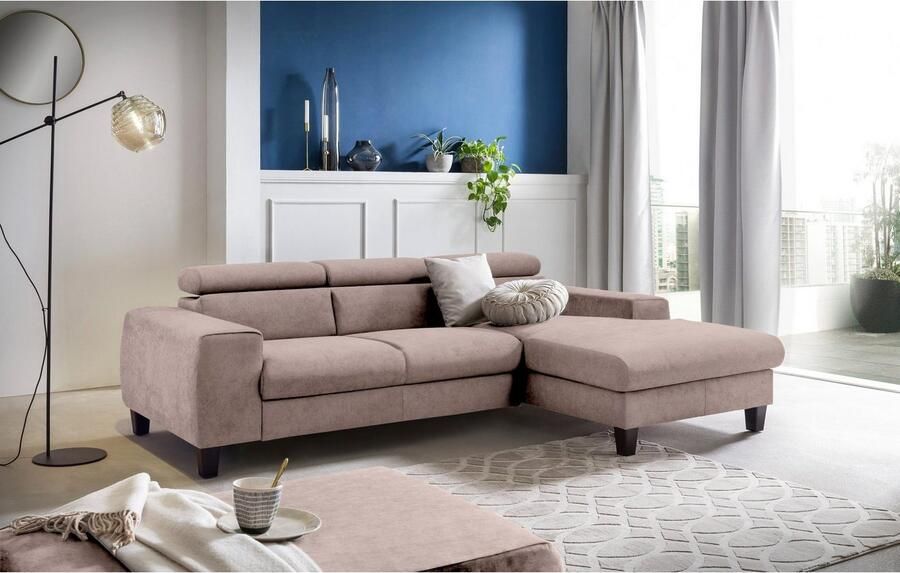 COTTA Zithoek Morven L-vorm Set bestaande uit: hoekbank met hoofdverstelling & hocker (set) - Foto 20