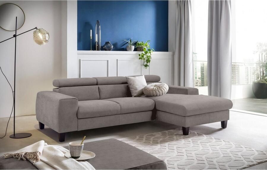 COTTA Zithoek Morven L-vorm Set bestaande uit: hoekbank met hoofdverstelling & hocker (set) - Foto 18