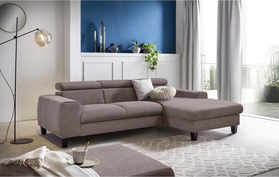 COTTA Zithoek Morven L-vorm Set bestaande uit: hoekbank met hoofdverstelling & hocker (set) - Foto 19