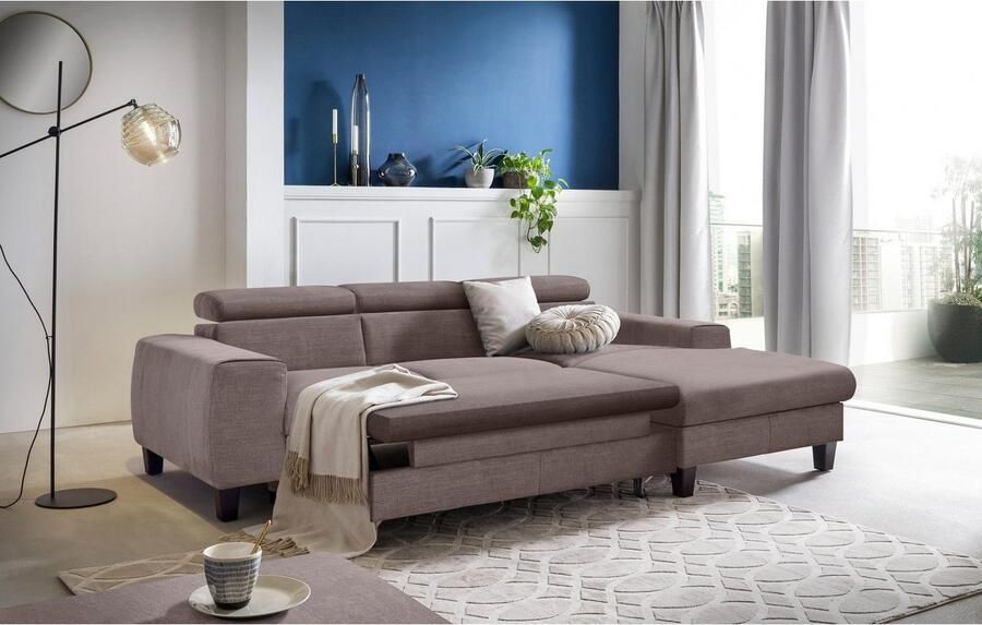 COTTA Zithoek Morven L-vorm Set bestaande uit: hoekbank met hoofdverstelling & hocker (set) - Foto 18