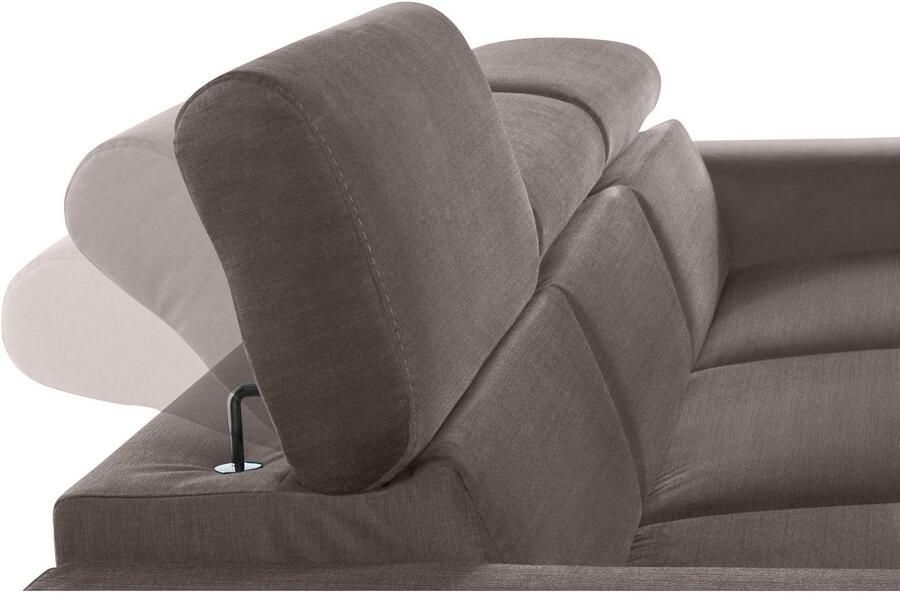 COTTA Zithoek Morven L-vorm Set bestaande uit: hoekbank met hoofdverstelling & hocker (set) - Foto 16