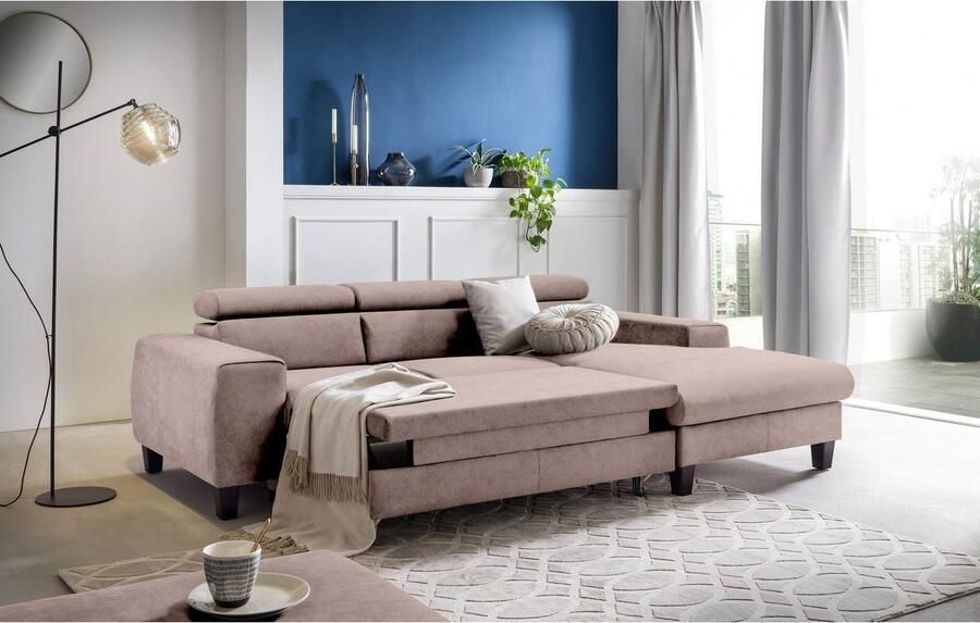 COTTA Zithoek Morven L-vorm Set bestaande uit: hoekbank met hoofdverstelling & hocker (set) - Foto 18