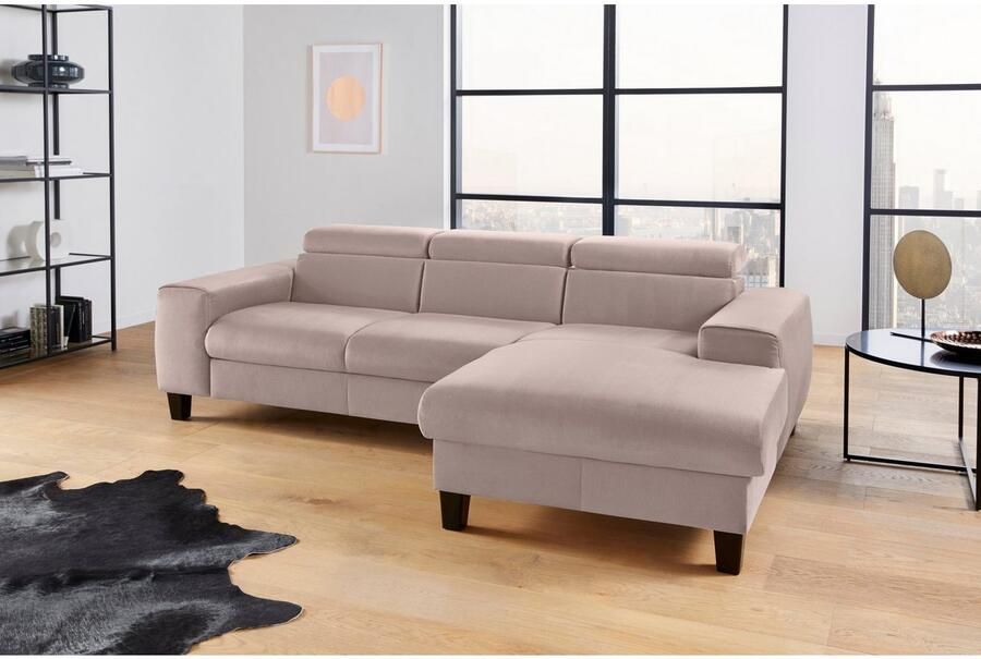 COTTA Zithoek Morven L-vorm Set bestaande uit: hoekbank met hoofdverstelling & hocker (set) - Foto 9