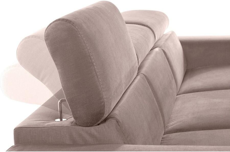 COTTA Zithoek Morven L-vorm Set bestaande uit: hoekbank met hoofdverstelling & hocker (set) - Foto 16