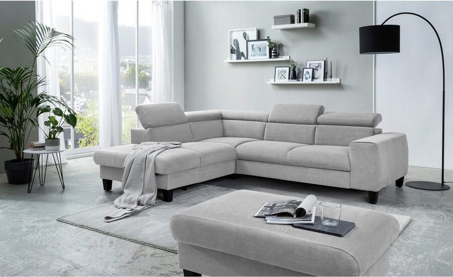 COTTA Zithoek Morven L-vorm Set bestaande uit: hoekbank met hoofdverstelling & hocker (set) - Foto 12