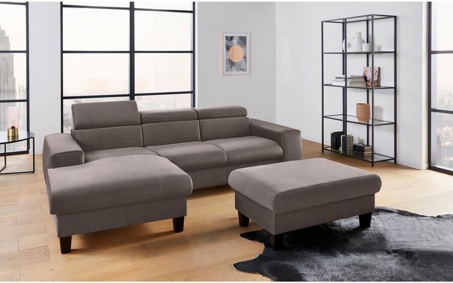 COTTA Zithoek Morven L-vorm Set bestaande uit: hoekbank met hoofdverstelling & hocker (set) - Foto 8