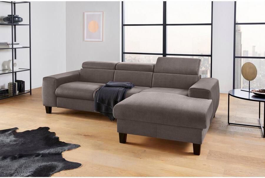 COTTA Zithoek Morven L-vorm Set bestaande uit: hoekbank met hoofdverstelling & hocker (set) - Foto 9