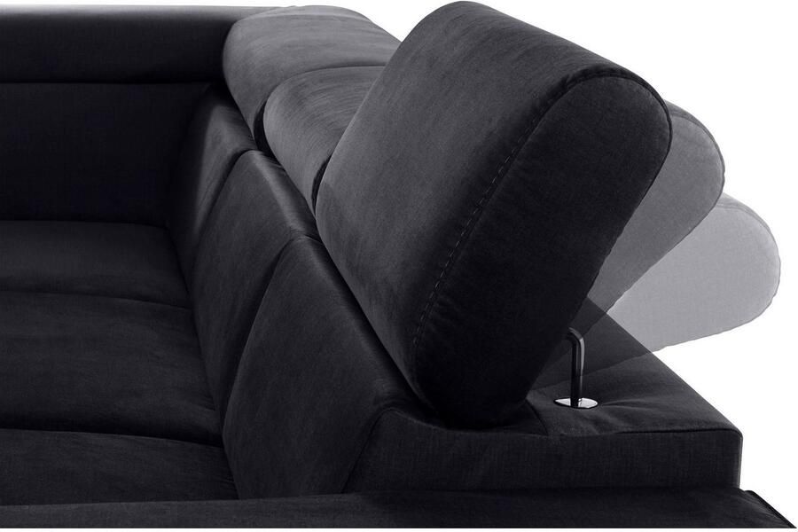 COTTA Zithoek Morven L-vorm Set bestaande uit: hoekbank met hoofdverstelling & hocker (set) - Foto 9