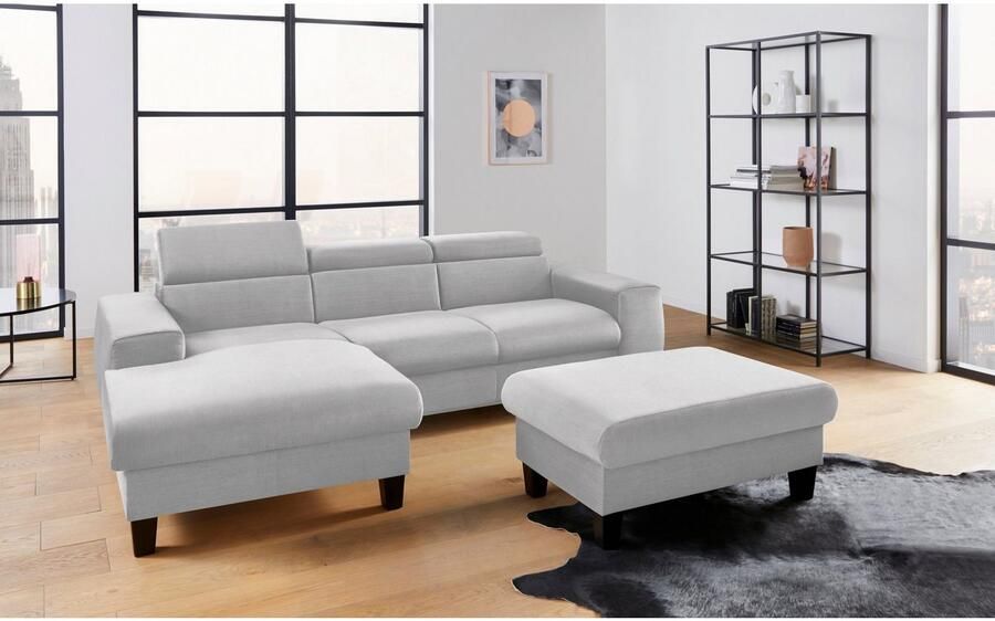 COTTA Zithoek Morven L-vorm Set bestaande uit: hoekbank met hoofdverstelling & hocker (set) - Foto 10