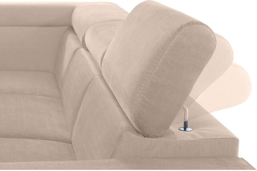 COTTA Zithoek Morven L-vorm Set bestaande uit: hoekbank met hoofdverstelling & hocker (set) - Foto 11