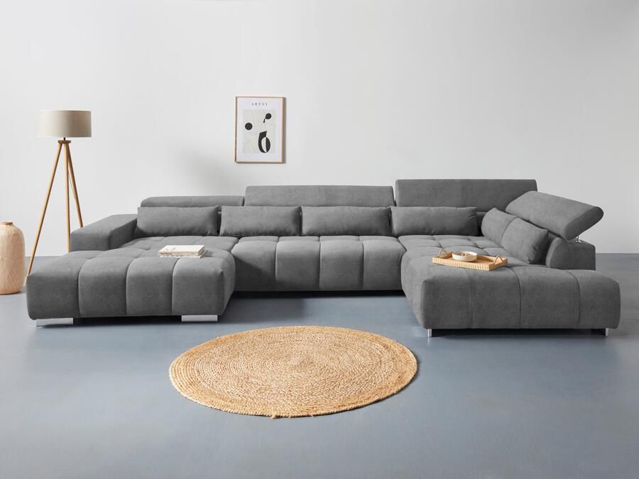 COTTA Zithoek Orion U-vorm met hoofdbordverstelling & 6 lendenkussens