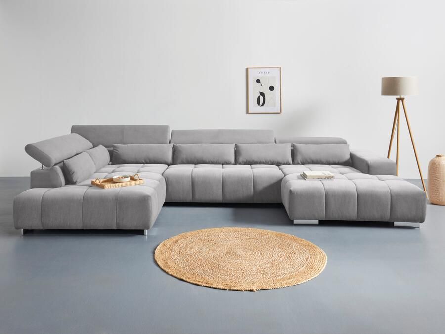 COTTA Zithoek Orion U-vorm met hoofdbordverstelling & 6 lendenkussens