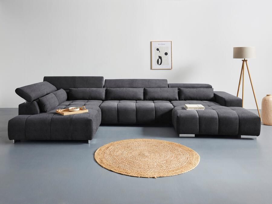 COTTA Zithoek Orion U-vorm met hoofdbordverstelling & 6 lendenkussens