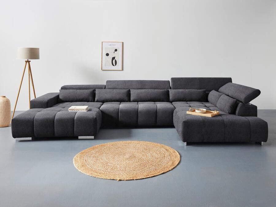 COTTA Zithoek Orion U-vorm met hoofdbordverstelling & 6 lendenkussens