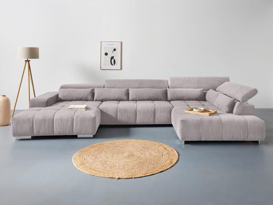 COTTA Zithoek Orion U-vorm met hoofdbordverstelling & 6 lendenkussens