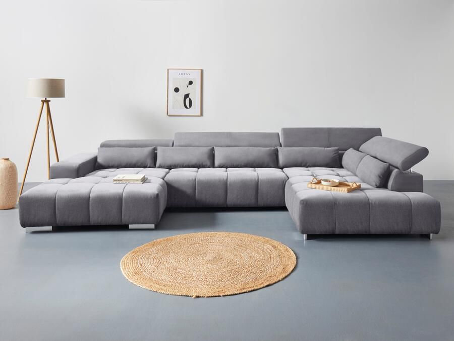 COTTA Zithoek Orion U-vorm met hoofdbordverstelling & 6 lendenkussens