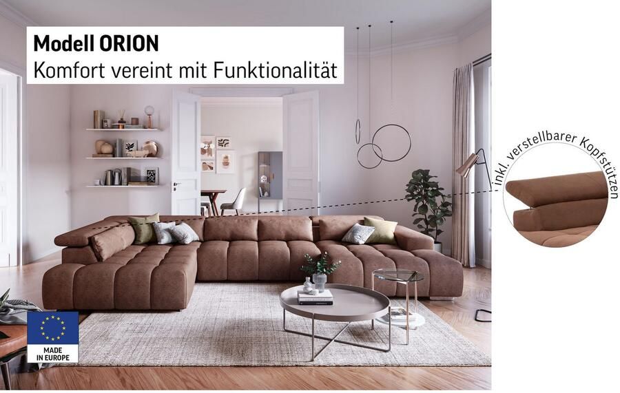 COTTA Zithoek Orion U-vorm met hoofdbordverstelling & 6 lendenkussens - Foto 4