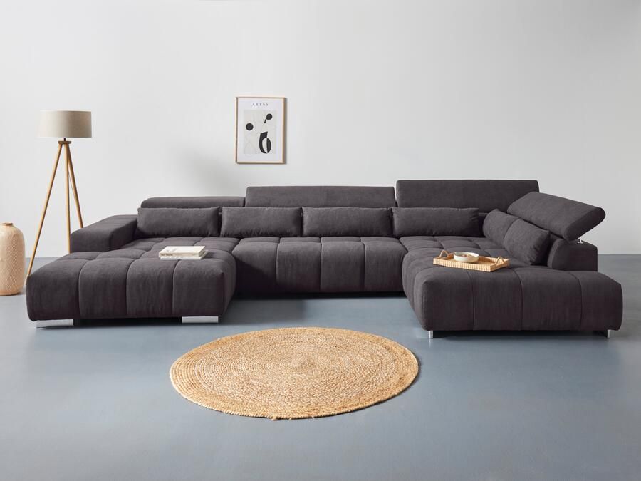 COTTA Zithoek Orion U-vorm met hoofdbordverstelling & 6 lendenkussens