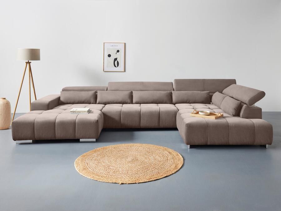 COTTA Zithoek Orion U-vorm met hoofdbordverstelling & 6 lendenkussens