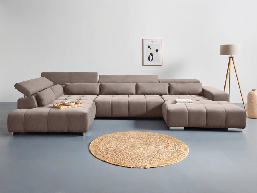 COTTA Zithoek Orion U-vorm met hoofdbordverstelling & 6 lendenkussens