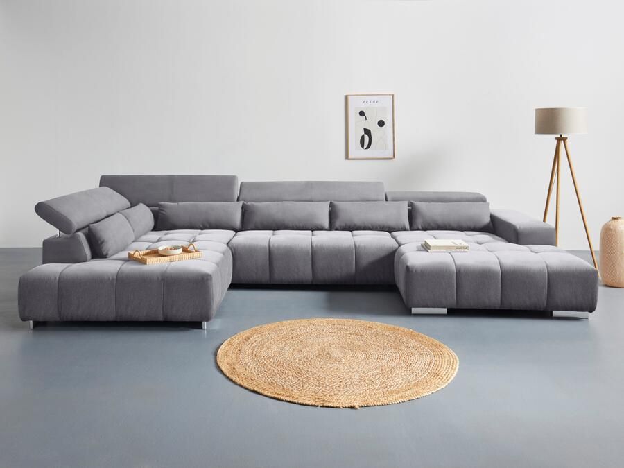 COTTA Zithoek Orion U-vorm met hoofdbordverstelling & 6 lendenkussens