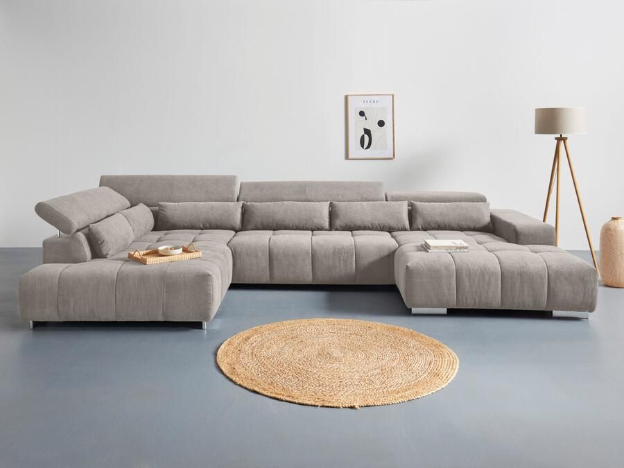 COTTA Zithoek Orion U-vorm met hoofdbordverstelling & 6 lendenkussens