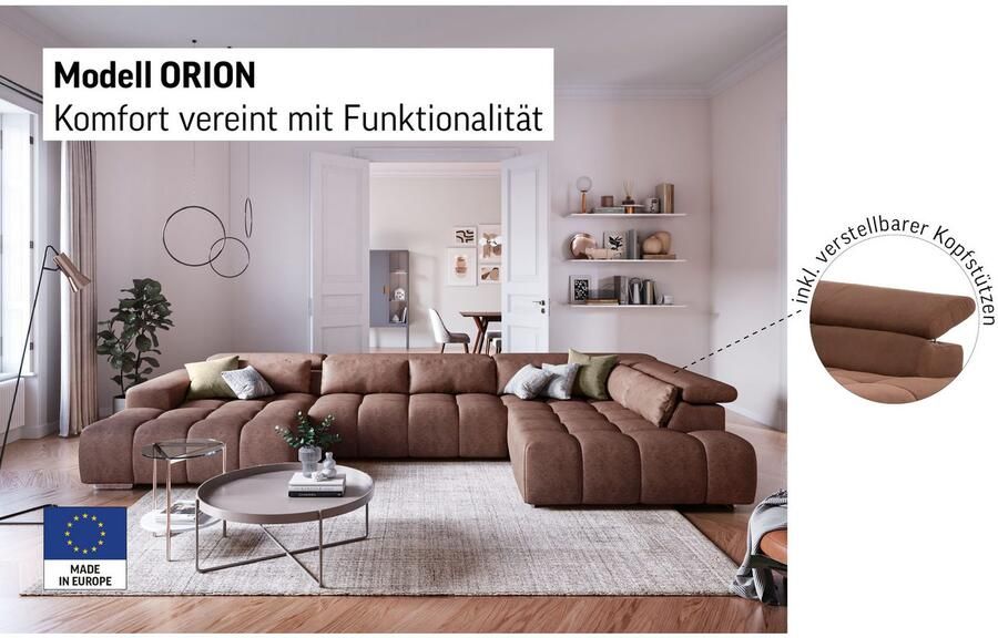 COTTA Zithoek Orion U-vorm met hoofdbordverstelling & 6 lendenkussens - Foto 3