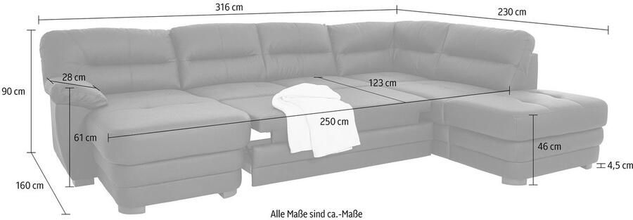 COTTA Zithoek Royale U-vorm Set bestaande uit: woonlandschap & hocker (set) - Foto 10