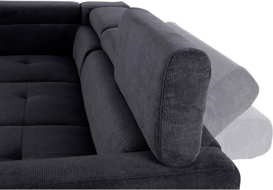 COTTA Zithoek Sammy L-vorm Set bestaande uit: hoekbank met hoofdverstelling & hocker (set) - Foto 4