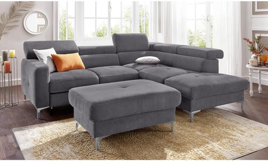 COTTA Zithoek Sammy L-vorm Set bestaande uit: hoekbank met hoofdverstelling & hocker (set) - Foto 9