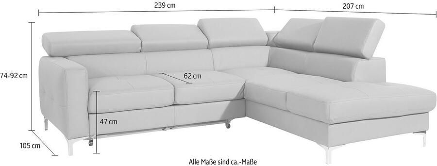 COTTA Zithoek Sammy L-vorm Set bestaande uit: hoekbank met hoofdverstelling & hocker (set) - Foto 4