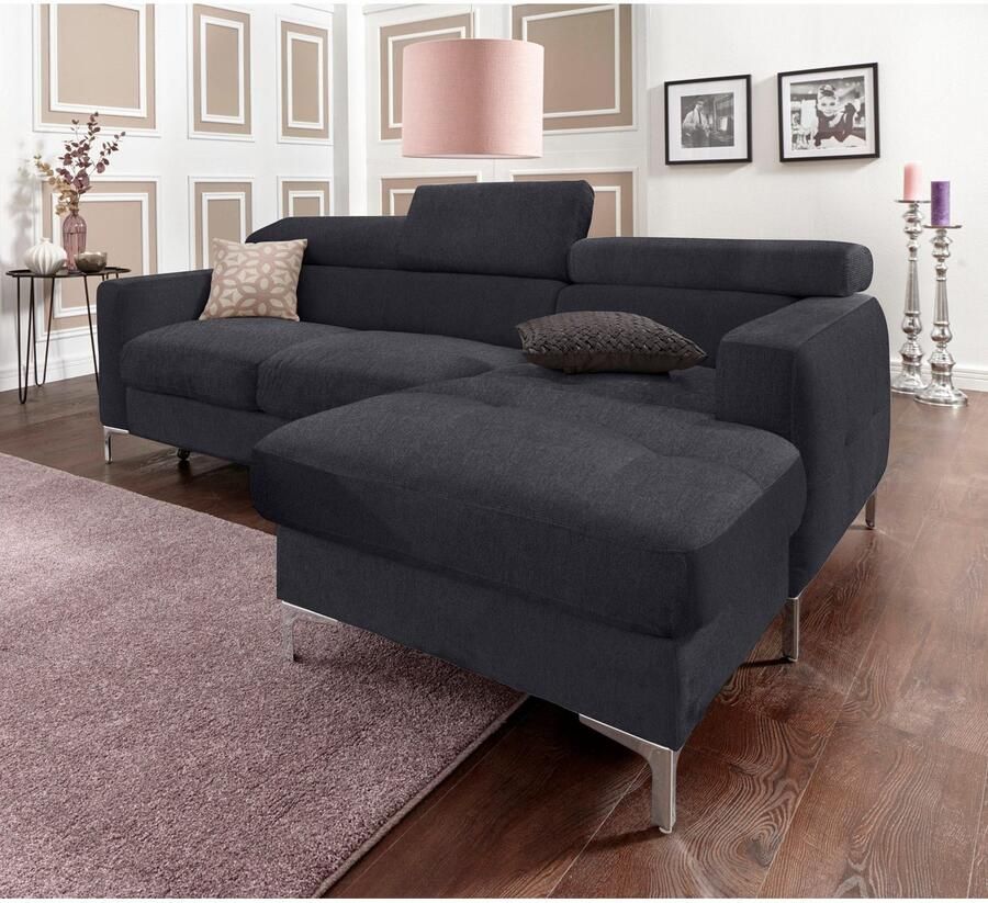 COTTA Zithoek Sammy L-vorm Set bestaande uit: hoekbank met hoofdverstelling & hocker (set)