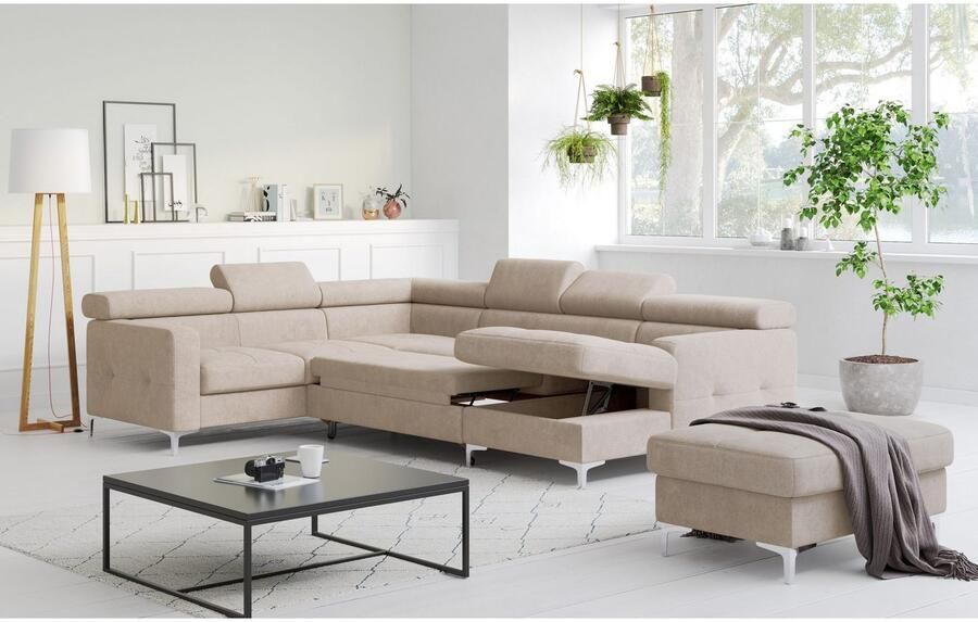 COTTA Zithoek Sammy U-vorm met verstelbaar hoofdeind naar keuze met slaapfunctie & bedkist - Foto 8