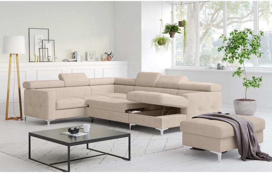 COTTA Zithoek Sammy U-vorm met verstelbaar hoofdeind naar keuze met slaapfunctie & bedkist - Foto 8