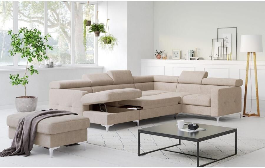 COTTA Zithoek Sammy U-vorm met verstelbaar hoofdeind naar keuze met slaapfunctie & bedkist - Foto 2