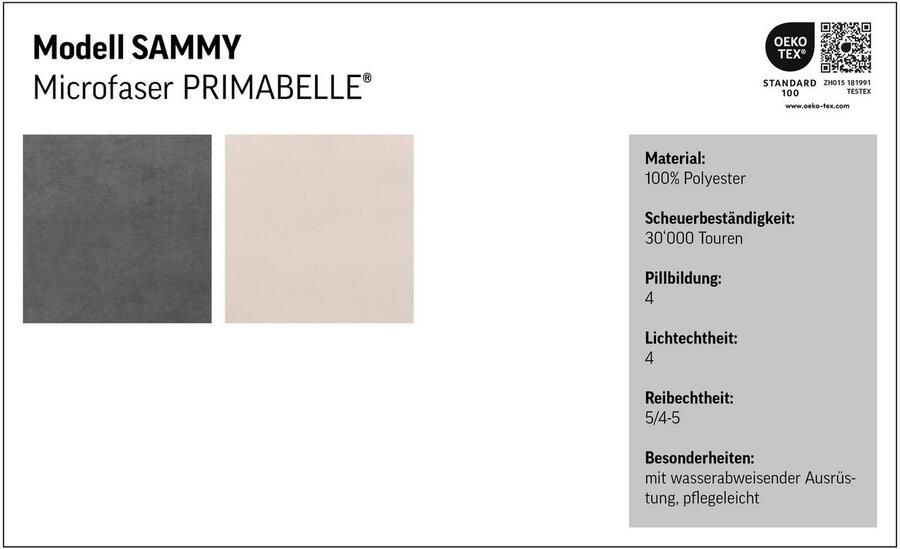 COTTA Hoekbank Sammy L-vorm met verstelbare hoofdsteun naar keuze met slaapfunctie