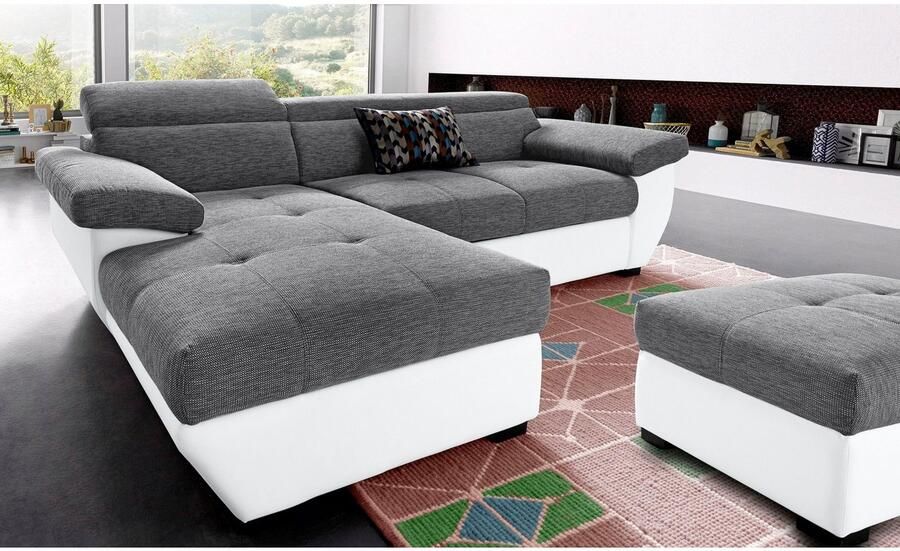 COTTA Zithoek Speedway L-vorm Set bestaande uit: hoekbank met hoofdverstelling & hocker (set) - Foto 7