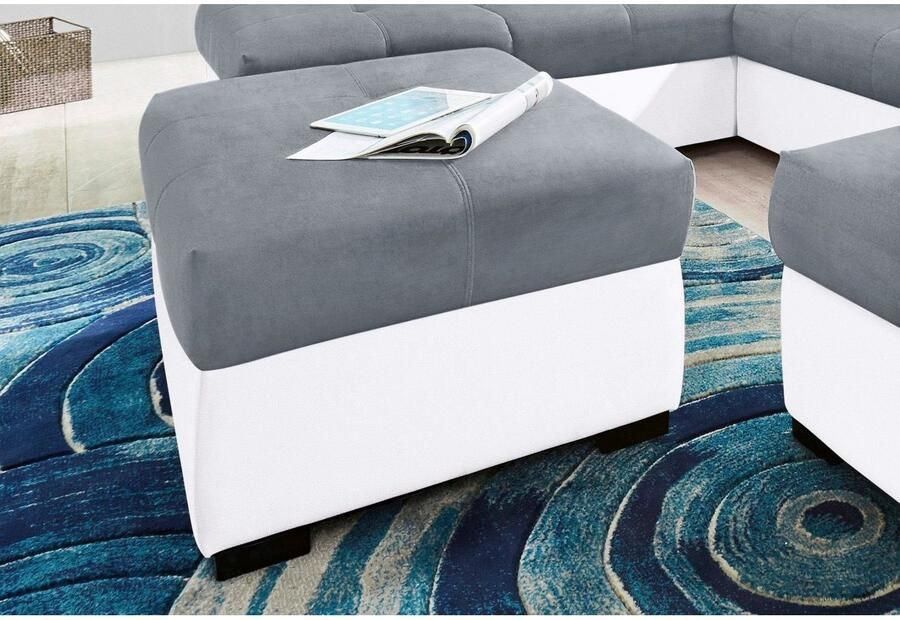 COTTA Zithoek Speedway U-vorm Set bestaande uit: woonlandschap met hoofdverstelling & hocker (set)