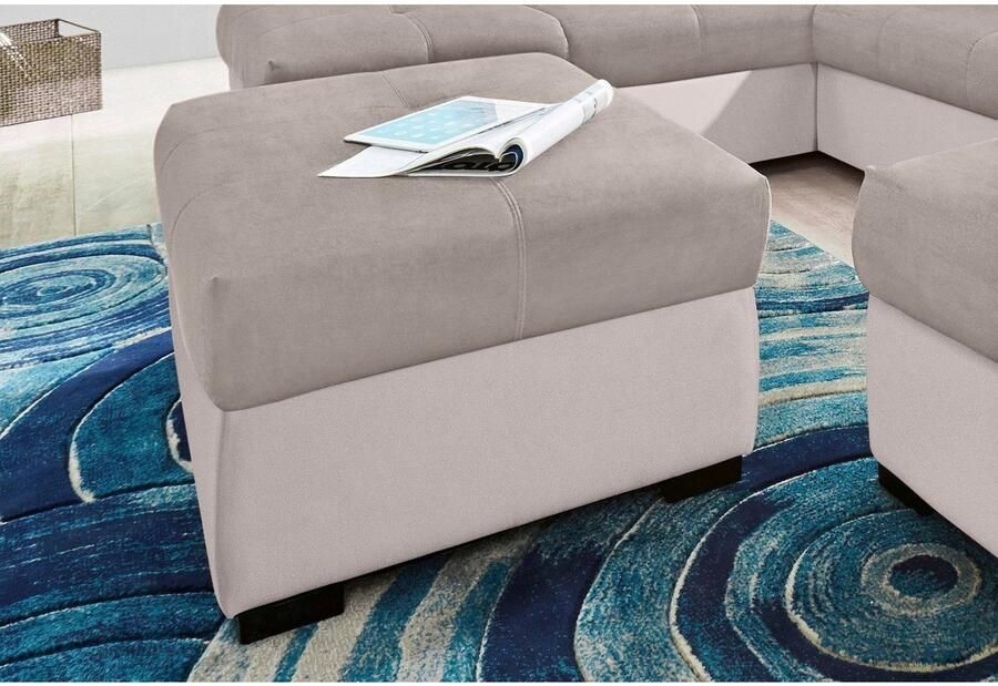 COTTA Zithoek Speedway U-vorm Set bestaande uit: woonlandschap met hoofdverstelling & hocker (set) - Foto 3