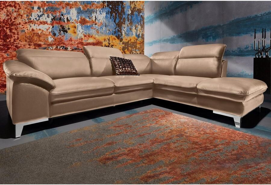 COTTA Zithoek Teresa L-vorm Set bestaande uit: hoekbank met hoofdverstelling & hocker (set) - Foto 6