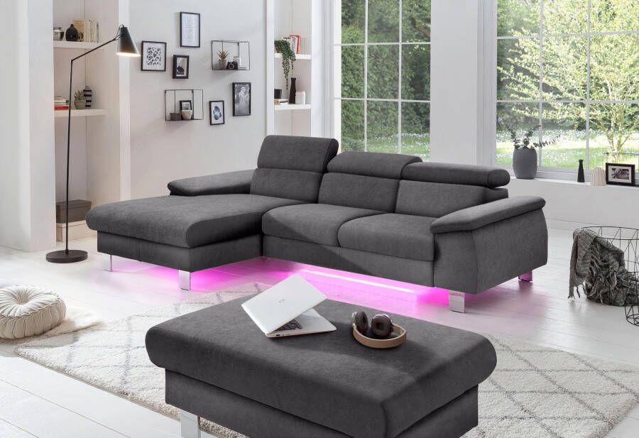 COTTA Hoekbank Komaris L-vorm met hoofdeindeverstelling keuze met bedfunctie bedlade & verlichting - Foto 2