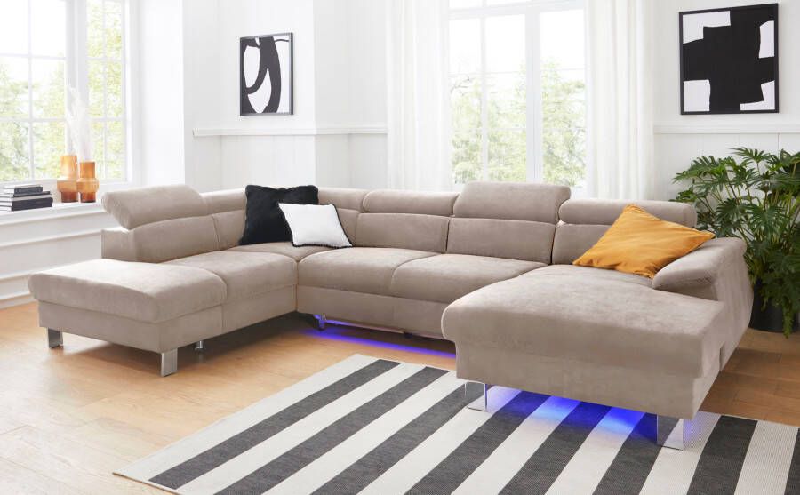 COTTA Zithoek Komaris U-vorm met hoofdeindeverstelling keuze met bedfunctie bedlade & verlichting - Foto 12