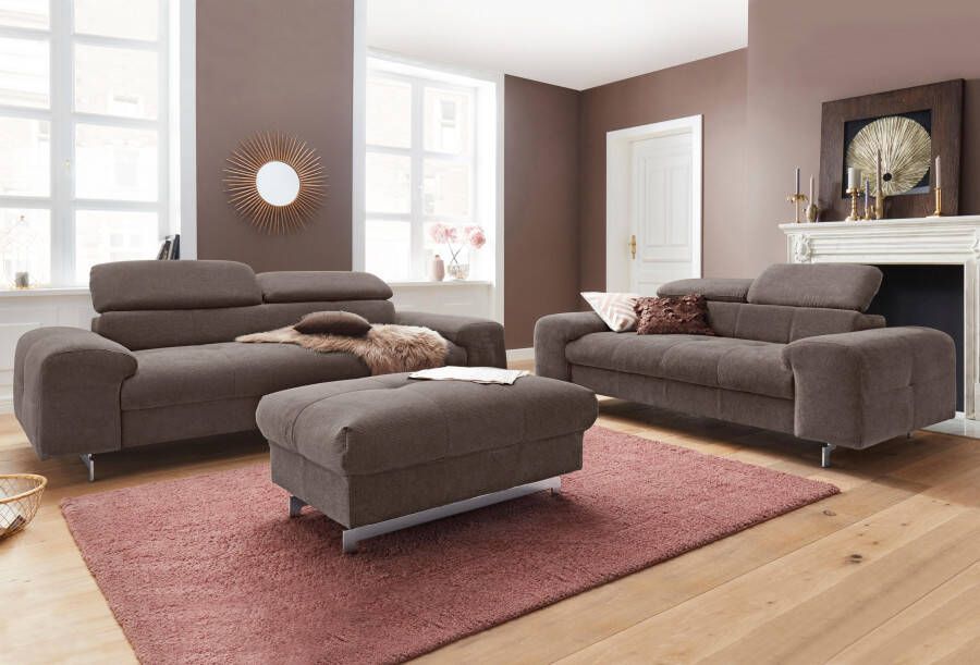 COTTA Zithoek Chef Set bestaande uit: 3-zitsbank met hoofdverstelling & hocker (set) - Foto 8